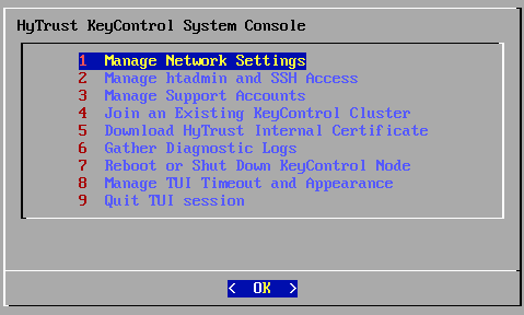 HyTrust KeyControl System Console Overview
