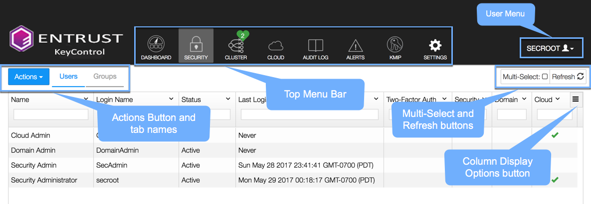 KeyControl webGUI Overview