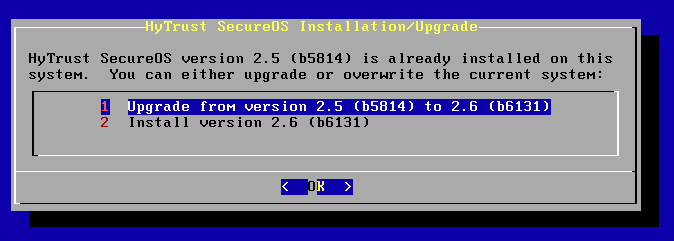 Backup KeyControl Install Menu