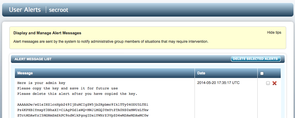 Domain Backup Admin Key Part Alert