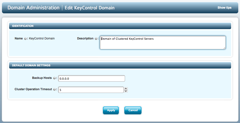Edit KeControl Domain