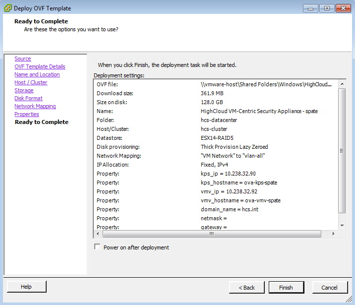 Install OVF Confirm