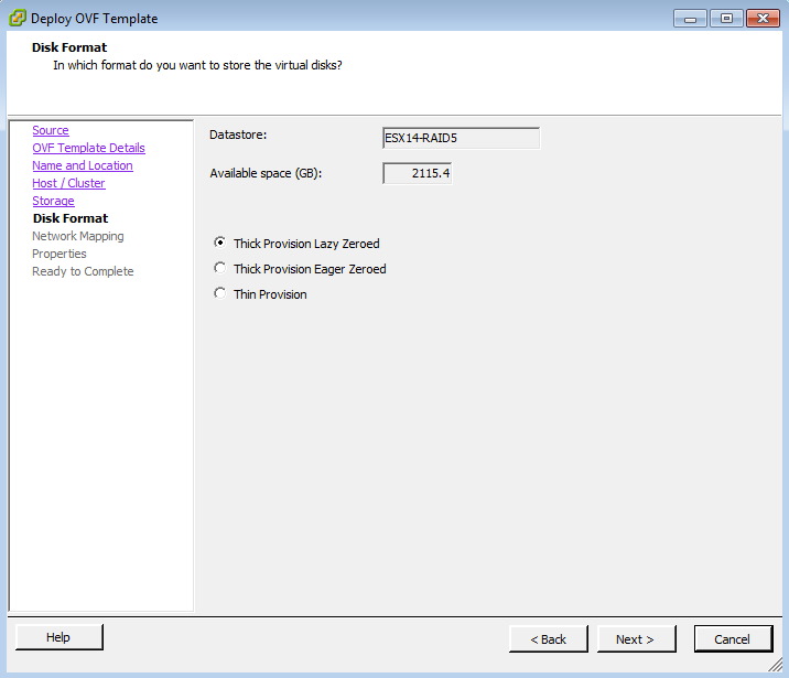 Install OVF Datastore Type