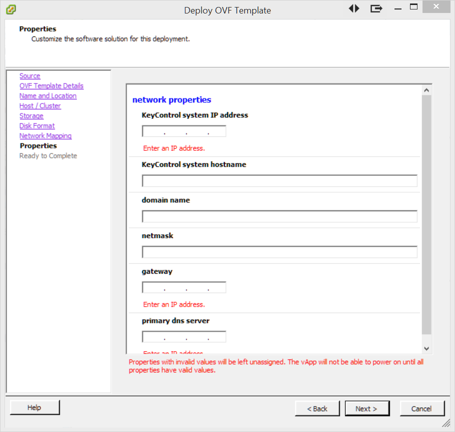 Install OVF Network Ips