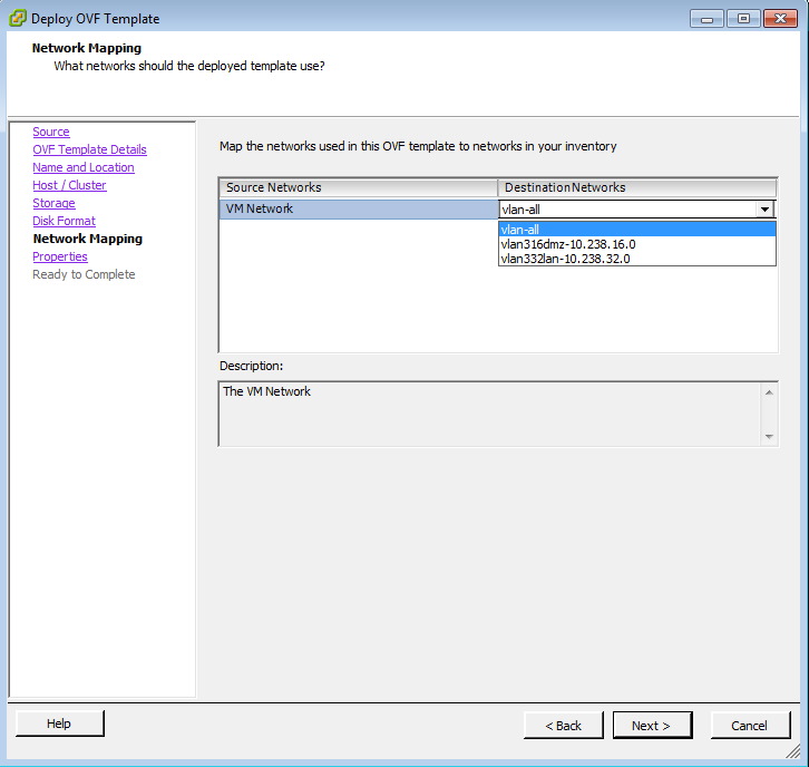 Install OVF Nw Select