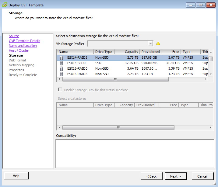 Install OVF Storage Profile