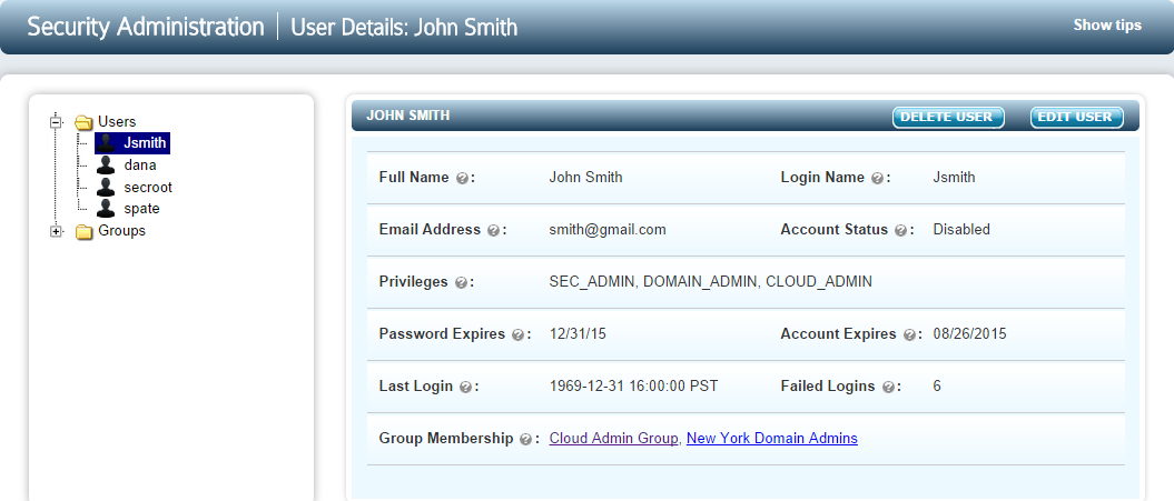 Secadmin User Info