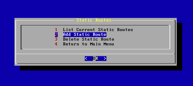 Static Routes Menu