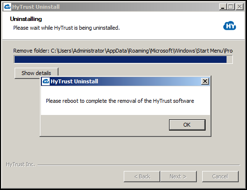 VM Windows Gui Uninstall