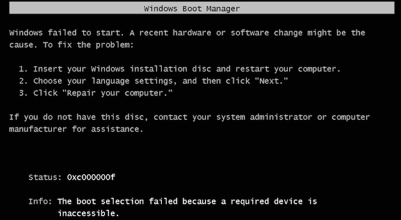 Windows Cant Boot