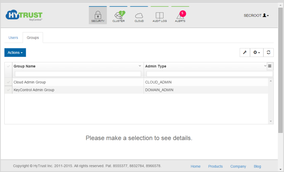 Admin Default Groups