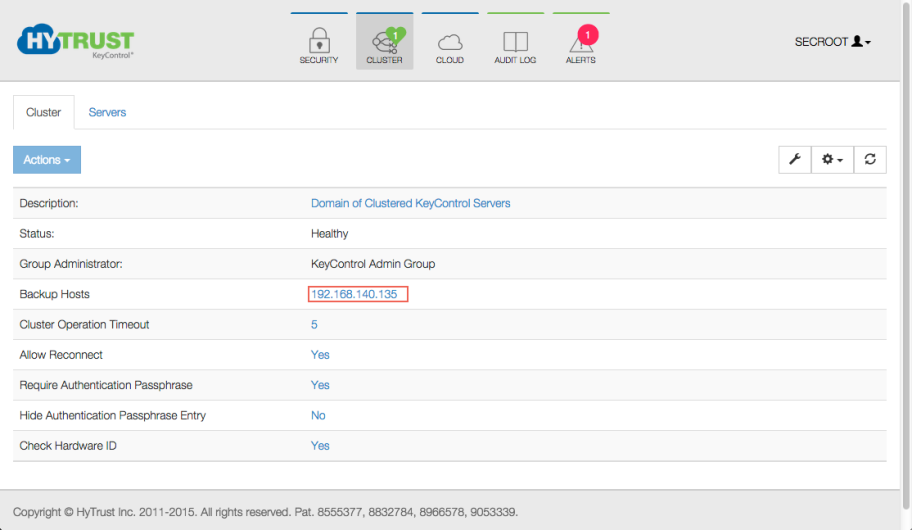 Backup KeyControl Settings