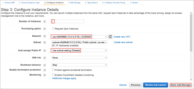 Configure instance details
