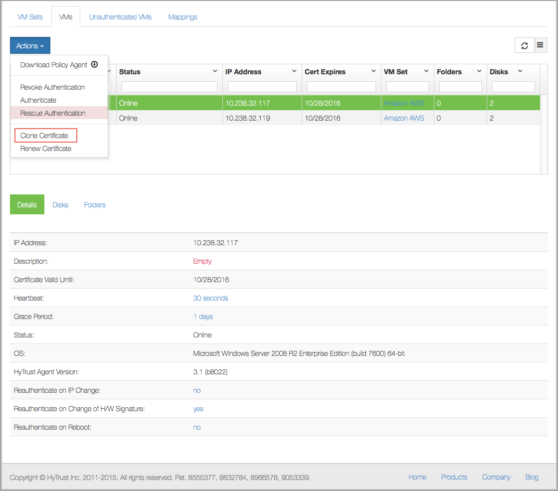 VM Clone Cert