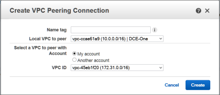 Create VPC peering connection