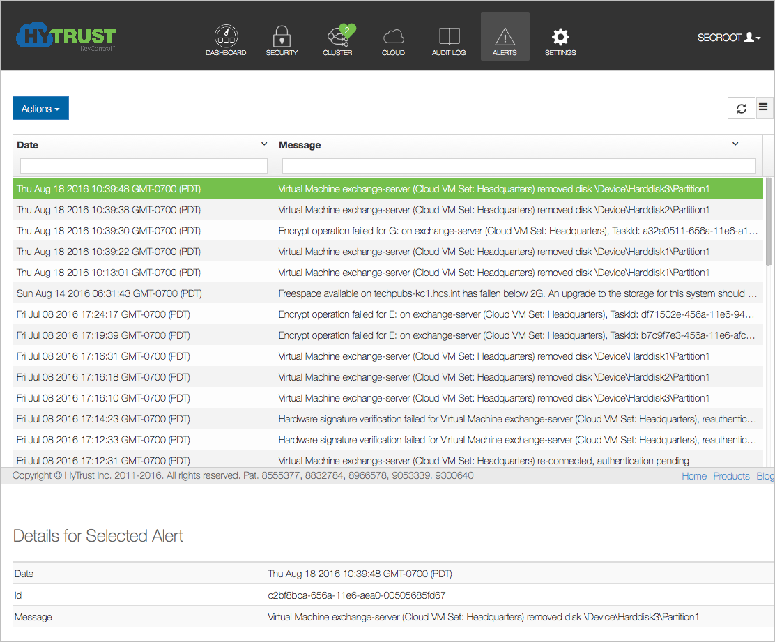 WebGUI Alerts