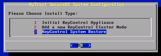 Backup KeyControl Install Post Boot Menu